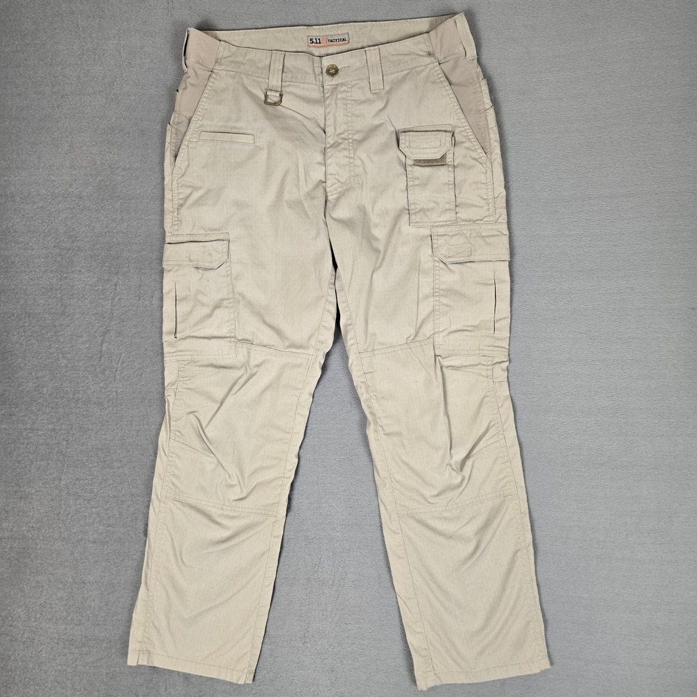 5.11 Tactical Khaki Cargo Work Pants Mens 32x34 Beige Utility Canvas 74251